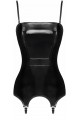 Corset Porte Jarretelle Fetish Vinyle Dominae Noir HandMade