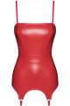 Corset Fetish Rouge à Jarretelles Bombshell Noir HandMade