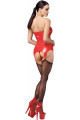 Corset Fetish Rouge à Jarretelles Bombshell Noir HandMade