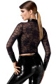 Chemisier Transparent Dentelle Noir Boutonné