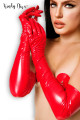 Gants Longs Rouge Wetlook Effet Vinyle 