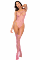Body rose en résille à motifs cœur avec bas intégrés - Mapalé