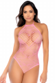 Body rose en résille à motif cœur - Mapalé
