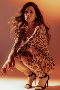 Combinaison en résille léopard à manches longues imprimées, ouverte à l’entrejambe - Mapalé