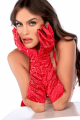 Gants Satinés Rouges avec Strass