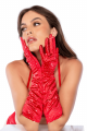 Une paire de gants satinés rouges avec strass - Mapalé