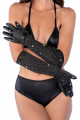 Une paire de gants satinés noirs avec strass - Mapalé