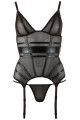 Ensemble Guêpière string Micro Résille Noire et wetlook 