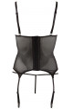 Ensemble Guêpière string Micro Résille Noire et wetlook 