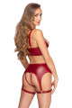 Ensemble Fetish Seins Nus Ouvert Jarretelles 3 Pièces Rouge Cotelli lingerie