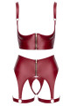 Ensemble Fetish Seins Nus Ouvert Jarretelles 3 Pièces Rouge Cotelli lingerie