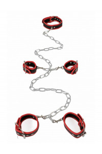 Ensemble Rouge Collier Menottes Chevilles et Poignets Amovible