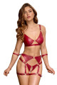 Set Bondage Soutien-Gorge et Culotte à Jarretelles Ouverte rouge 