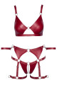 Set Bondage Soutien-Gorge et Culotte à Jarretelles Ouverte rouge 