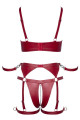Set Bondage Soutien-Gorge et Culotte à Jarretelles Ouverte rouge 