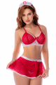 Ensemble Sexcy Infirmière Coquine Rouge et Blanc Mini Jupe
