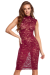 Robe Transparente Moulante Dentelle Rouge Bordeaux