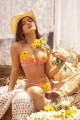 Ensemble Lingerie Estivale Rose et Jaune Maille Transparente Brodée