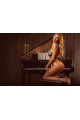Body String Transparent Chair et Noir Dentelle Brodée Sculptante