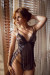 Babydoll Transparente Noir Maille Dentelle Imprimé Léopard