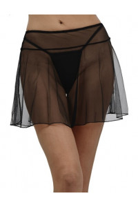 Mini Jupe Voile Évasée Noire