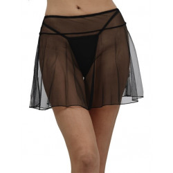 Mini Jupe Voile Évasée Noire
