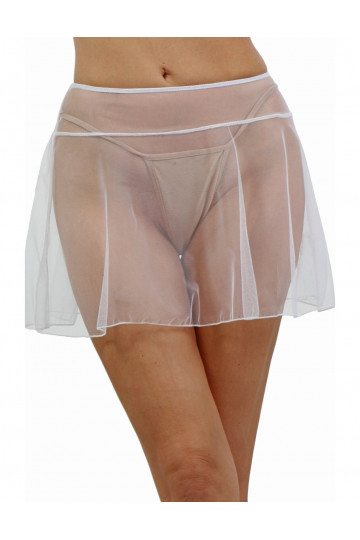 Mini Jupe Voile Évasée Blanche 