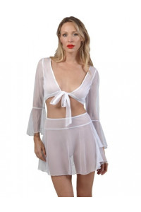 Mini Jupe Voile Évasée Blanche 