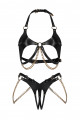 Ensemble Fetish Simili Cuir et Chaînes Ouvert 2 Pièces Anyya 