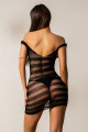 Robe Lingerie Courte Décolletée Résille Noire J Lingerie