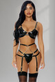 Ensemble Simili Cuir Fetish 3 Pièces à Jarretelles J Lingerie