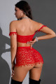 Ensemble Sexy Top et Jupe Résille Rouge J Lingerie