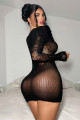 Robe Lingerie Résille Noire Décolletée à Manches Longues J Lingerie