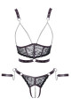 Ensemble ouvert 3 pièces noires - Cotelli Bondage 