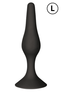 Plug Anal Noir en Silicone L avec Ventouse Taille L 12,7 cm Pocket Pleasure 1 dosette de lubrifiant