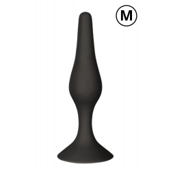 Plug Anal Noir en Silicone M avec Ventouse Taille M 11,3 cm