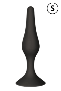 Plug Anal Noir en Silicone S avec Ventouse Taille S 10,5 cm Pocket Pleasure 1 dosette de lubrifiant