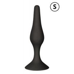 Plug Anal Noir en Silicone S avec Ventouse Taille S 10,5 cm