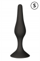 Plug Anal Noir en Silicone S avec Ventouse Taille S 10,5 cm Pocket Pleasure 1 dosette de lubrifiant