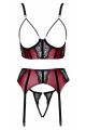 Ensemble Jarretelles 3 Pièces Rouge Foncé Noir - Cottelli