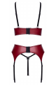 Ensemble Jarretelles 3 Pièces Rouge Foncé Noir - Cottelli