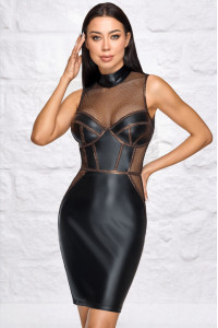 Robe Moulante Sans Manches Look Mat Résille - Cottelli
