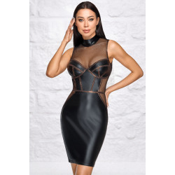 Robe Moulante Sans Manches Look Mat Résille Sexy Chic
