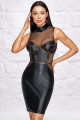 Robe Moulante Sans Manches Look Mat Résille Sexy Chic