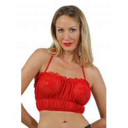Top Rouge Voile Froncé