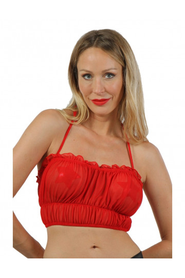 Top Rouge Voile Froncé