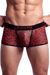 Boxer en résille imprimé léopard rouge
