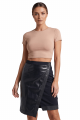 Jupe Longue Simili Cuir Porte Feuille Croisée Noire Frida
