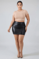 Mini Jupe Noir Simili Cuir Mat Sifia
