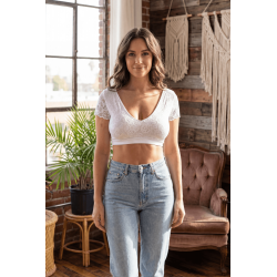 Top Sexy Court Blanc Réversible Bi Matière